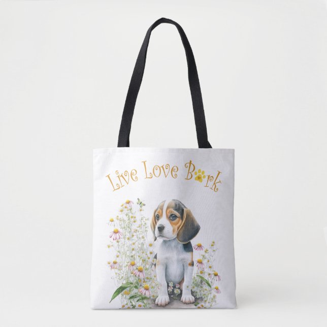 Tote Bag Maman de Beagle Floral (Devant)