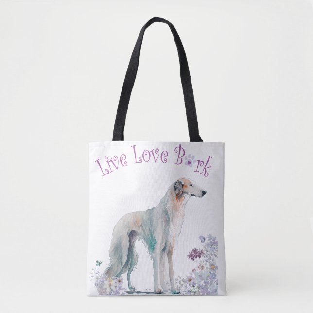 Tote Bag Maman de Borzoi Floral (Devant)