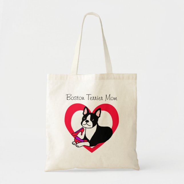 Tote Bag Maman de Boston Terrier et bande dessinée de (Devant)