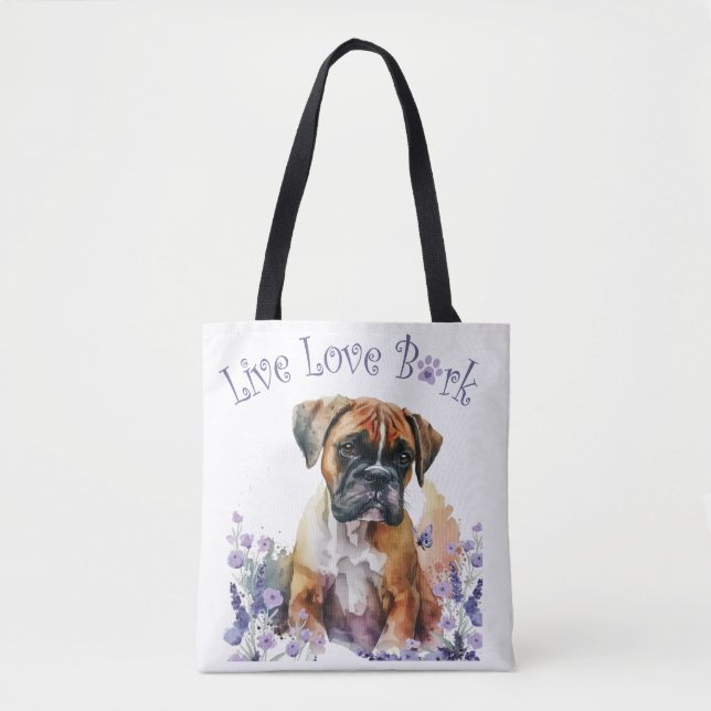 Tote Bag Maman de Boxer Fleurie (Devant)