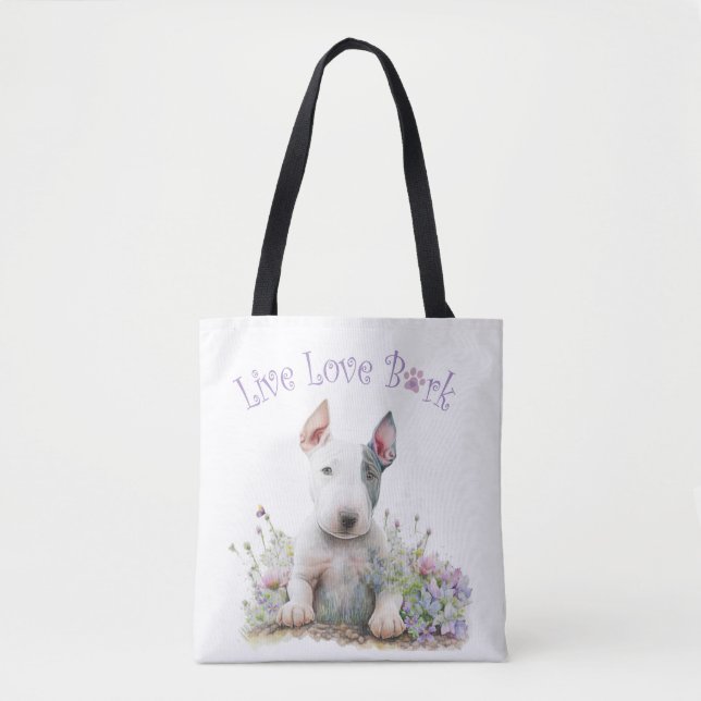Tote Bag Maman de Bull Terrier Fleurie (Devant)