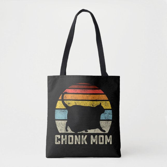 Tote Bag Maman de chat Chonk Échelle Mème Drôle Style Rétro (Devant)