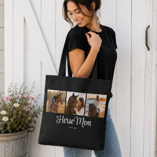 Tote Bag Maman de cheval Script noir établi 3 Photo