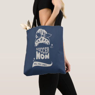 Tote Bag Maman de foot criera fort Cheveux crème et marin