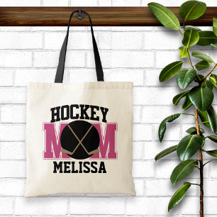 Tote Bag Maman de hockey personnalisée (PINK)