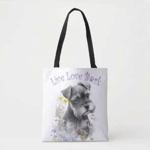 Tote Bag Maman de Schnauzer Fleurs