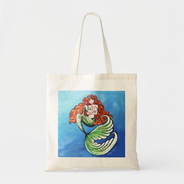 Tote Bag Maman de sirène en couleurs dans l'océan (Devant)