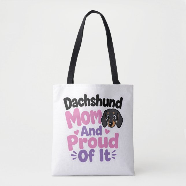 Tote Bag Maman de teckel et fière de l'être (Devant)