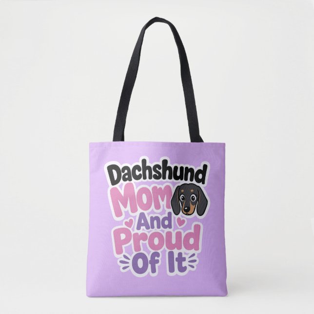 Tote Bag Maman de teckel et fière de l'être (Devant)