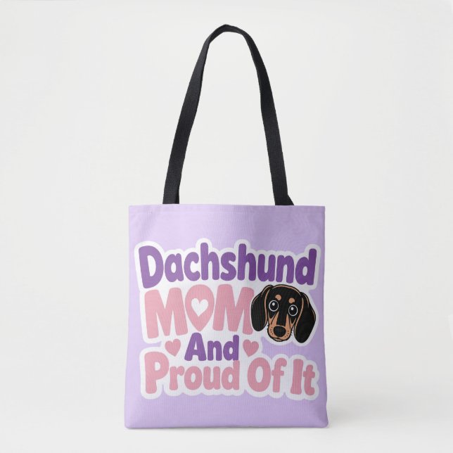 Tote Bag Maman de teckel et fière de l'être (Devant)