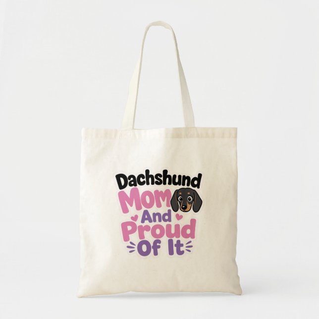 Tote Bag Maman de teckel et fière de l'être (Devant)