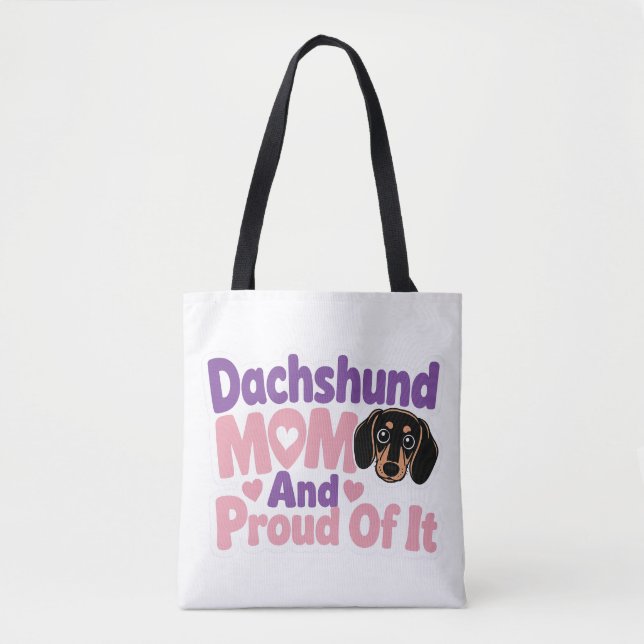 Tote Bag Maman de teckel et fière de l'être (Devant)