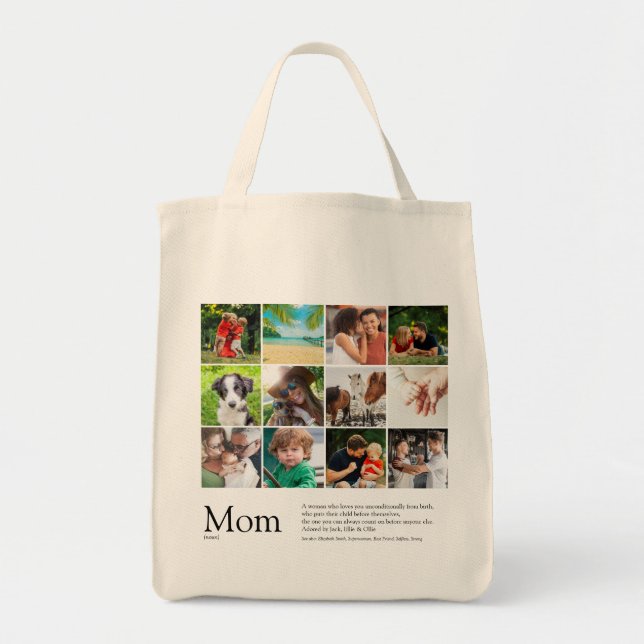 Tote Bag Maman Définition Modern 12 Photo Collage (Devant)