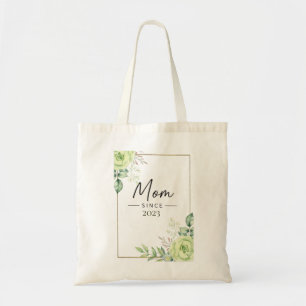 Tote Bag Maman depuis Personnalisé Année Floral Manuscrit