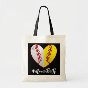 Tote Bag Maman des deux softball baseball Coeur Fête des mè