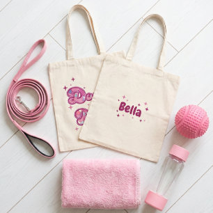Tote Bag Maman Doodle Cœurs Roses Nom Personnalisé