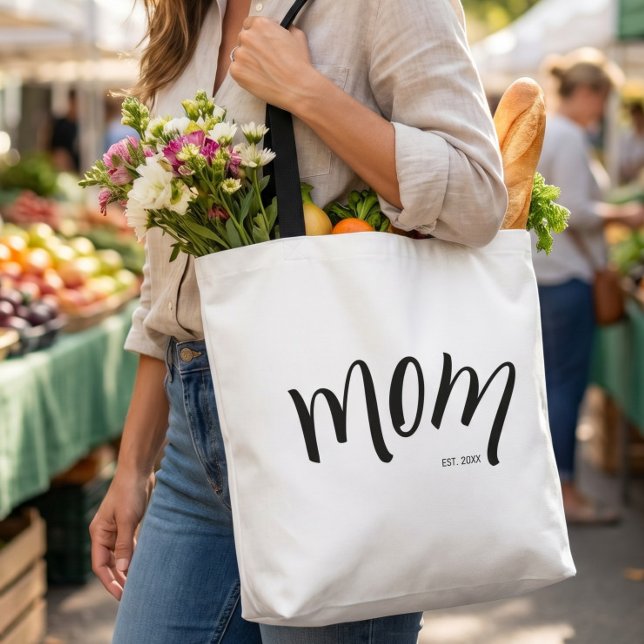 Tote Bag Maman écriture noir et blanc Élégante établie  (Créateur téléchargé)
