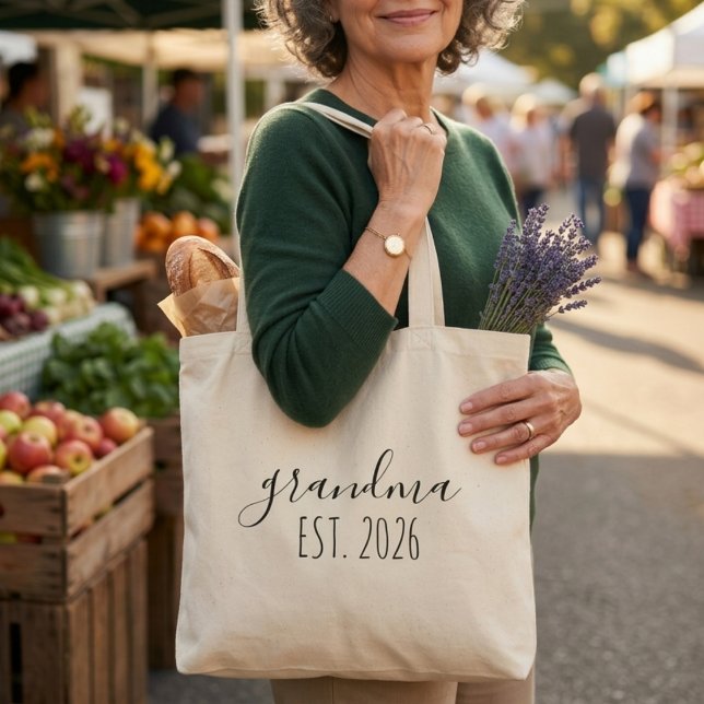 Tote Bag Maman élégante année d'estimation design de script (Créateur téléchargé)