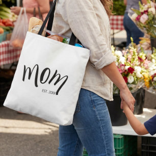 Tote Bag Maman en écriture noir et blanc établie minimalism