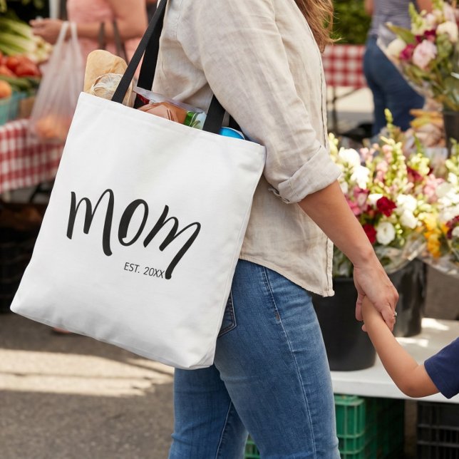 Tote Bag Maman en écriture noir et blanc établie minimalism (Créateur téléchargé)