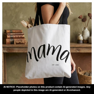 Tote Bag Maman en écriture noire et blanche Élégante établi