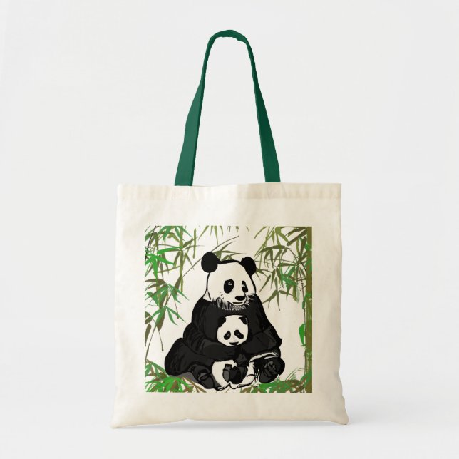 Tote Bag Maman et bébé Panda/Mamá y Bebé Panda (Devant)