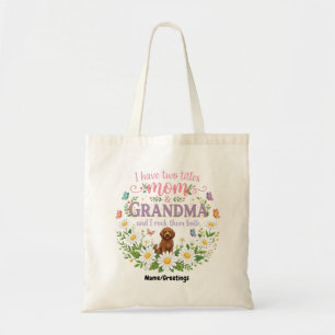 Tote Bag Maman et grand-mère Deux Titres Floral Chien Desig