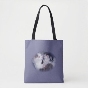 Tote Bag Maman et son bébé chaton tabby gris blanc
