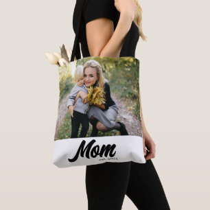 Tote Bag Maman Etabli Script photo blanche