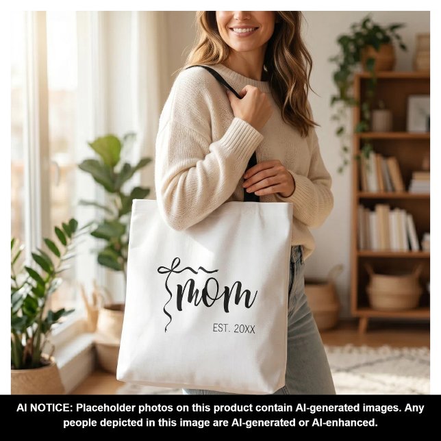 Tote Bag Maman établie élégante écriture noire et blanche a (Créateur téléchargé)