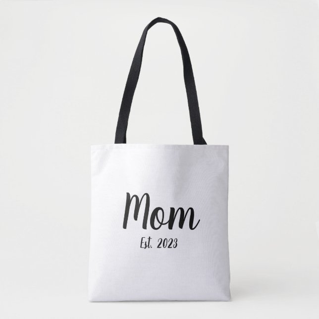 Tote Bag Maman établie en écriture noire (Devant)