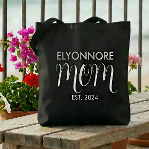 Tote Bag Maman Établie Nouveau Cadeau de Maman Blanc Nom Pe