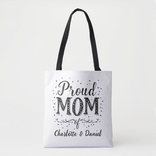 Tote Bag Maman fière de | Cadeau Personnalisé Pour Maman | (Devant)