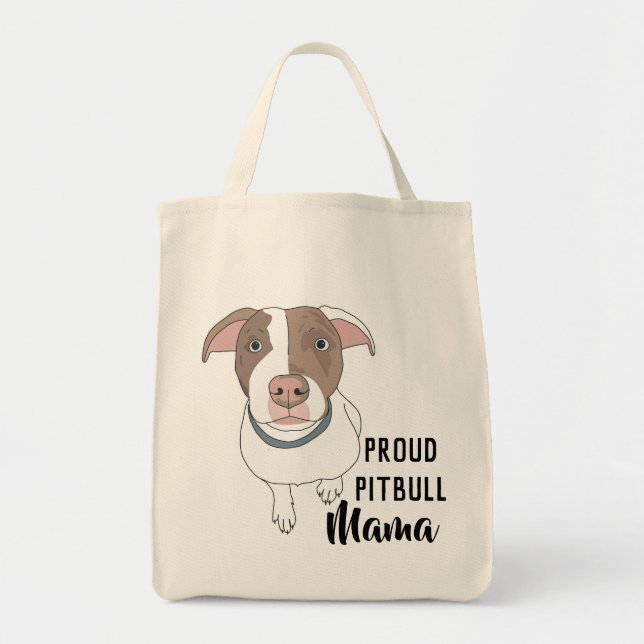 Tote Bag Maman fière Fourre-tout de Pitbull (blanc/Tan) (Devant)