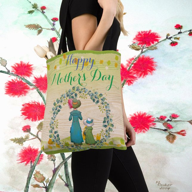 Tote Bag Maman Fille Verdure Foliage Bonne fête des mères (Créateur téléchargé)