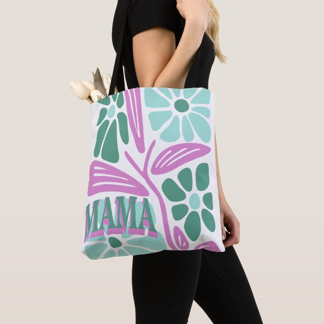 Tote Bag Maman Floral Fantaisiste  (De près)