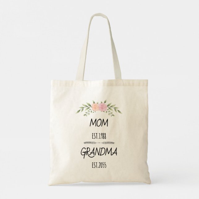Tote Bag Maman & grand-mère Custom Floral Famille établie A (Dos)
