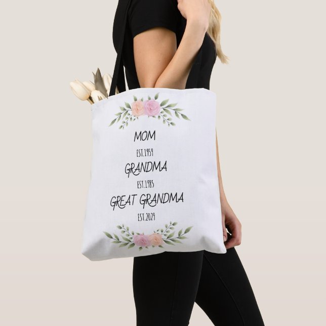 Tote Bag Maman, grand-mère, grand-mère Dates de famille per (De près)