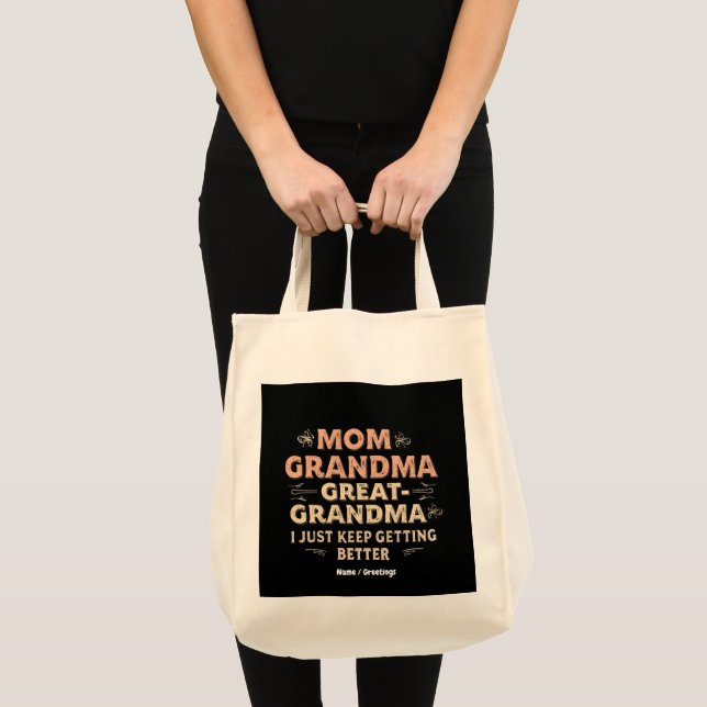 Tote Bag Maman, grand-mère, grand-mère, je continue à m'amé (Devant (produit))