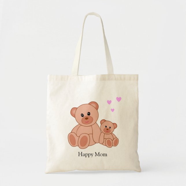 Tote Bag Maman heureuse et ours mignons (Devant)