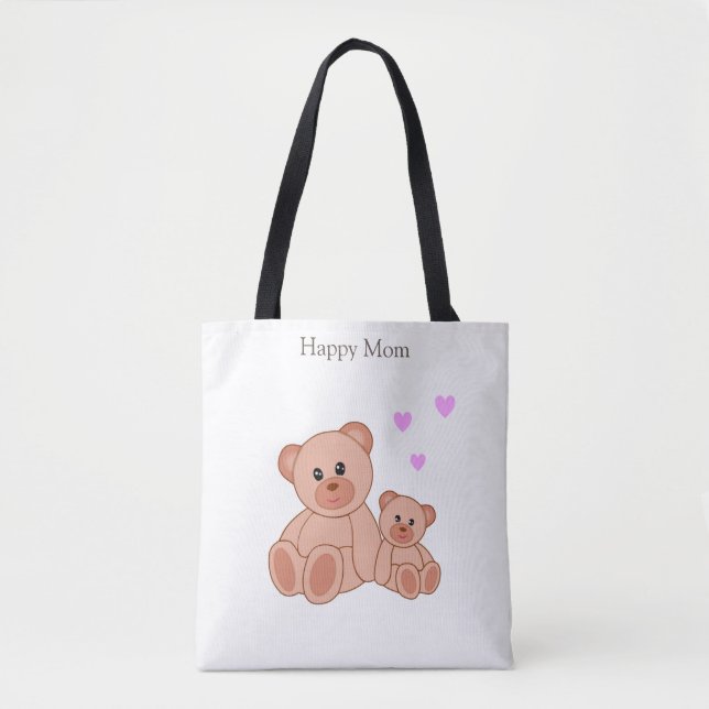 Tote Bag Maman heureuse et ours mignons (Devant)