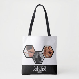Tote Bag Maman Hexagone Noir Établie 3 Photo