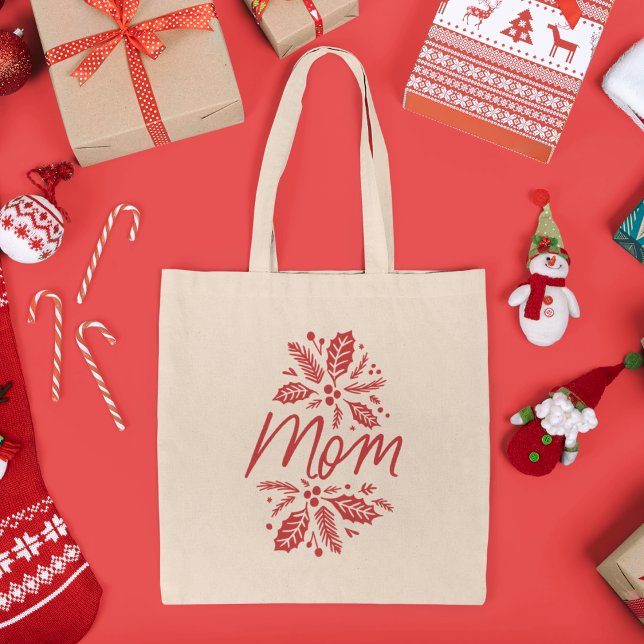 Tote Bag Maman Holly Berry Red Holiday (Créateur téléchargé)