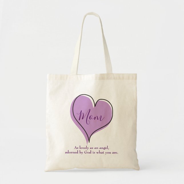 Tote Bag Maman, joli coeur pourpre (Devant)