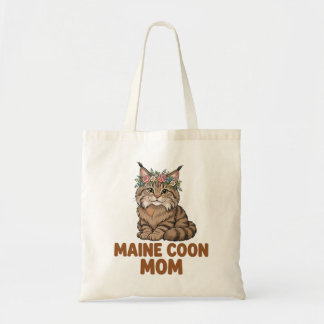Tote Bag Maman Maine Coon — Maine Coon Fluffy avec Fleur Co