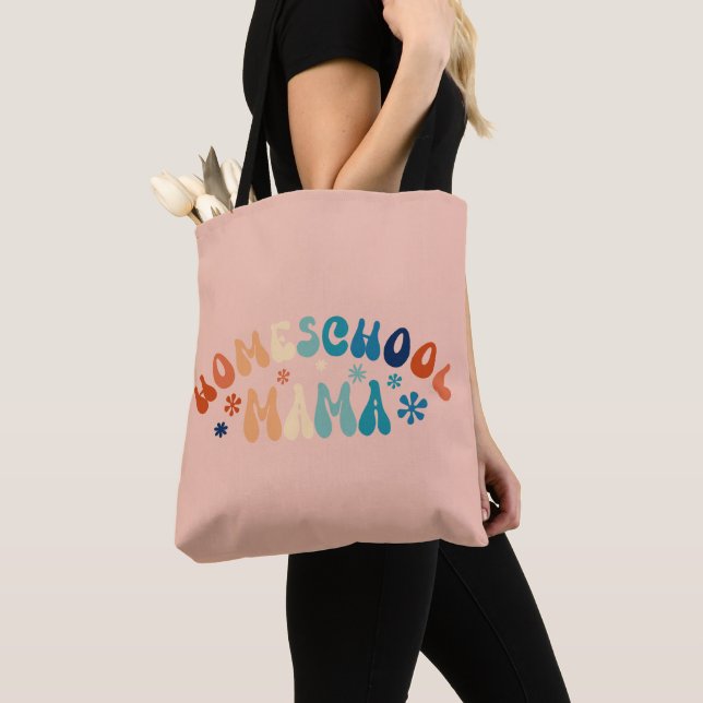 Tote Bag Maman maman de l'école familiale Retro (De près)