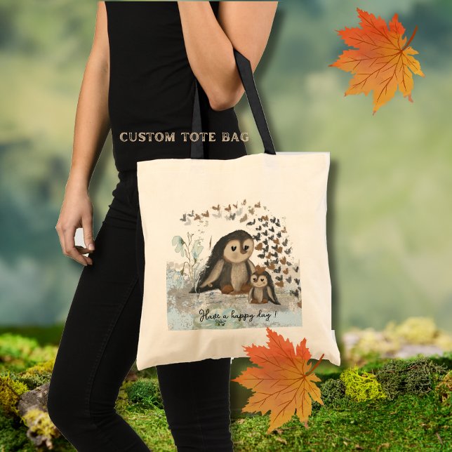Tote Bag Maman manchot heureuse & bébé (Happy Penguin Tote Bag)