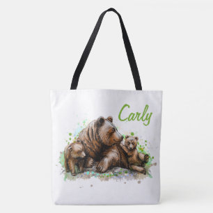 Tote Bag Maman mignonne et ours de bébé
