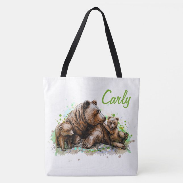 Tote Bag Maman mignonne et ours de bébé (Devant)