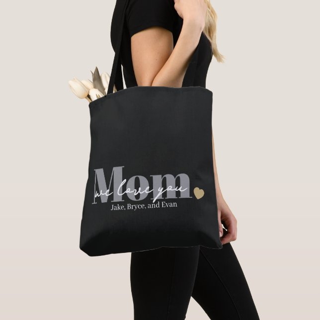 Tote Bag Maman Nous T'aimons Écriture Noire (De près)